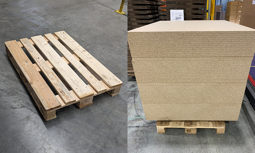 Paletten mit recyclingfähiger Wellpappe